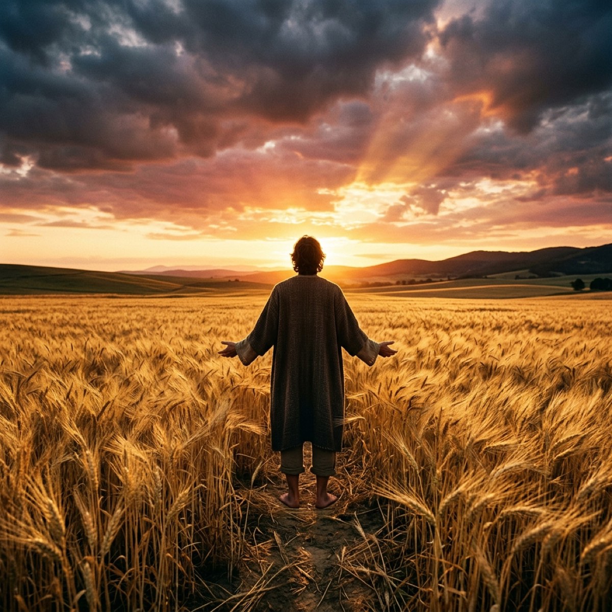 Your Waiting Is Not Wasted — figure standing in golden wheat field at dawn