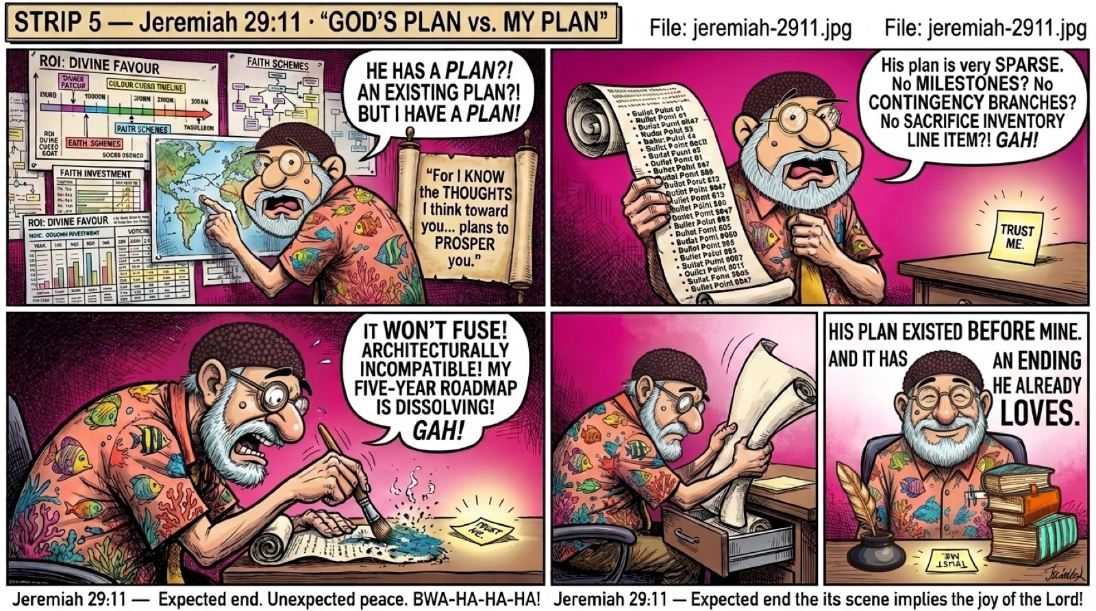 Jeremiah 29:11 — Plans for a hope and a future. Panel 10.
