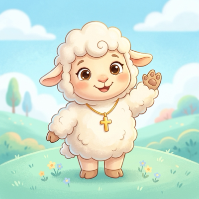 Grace the friendly lamb mascot