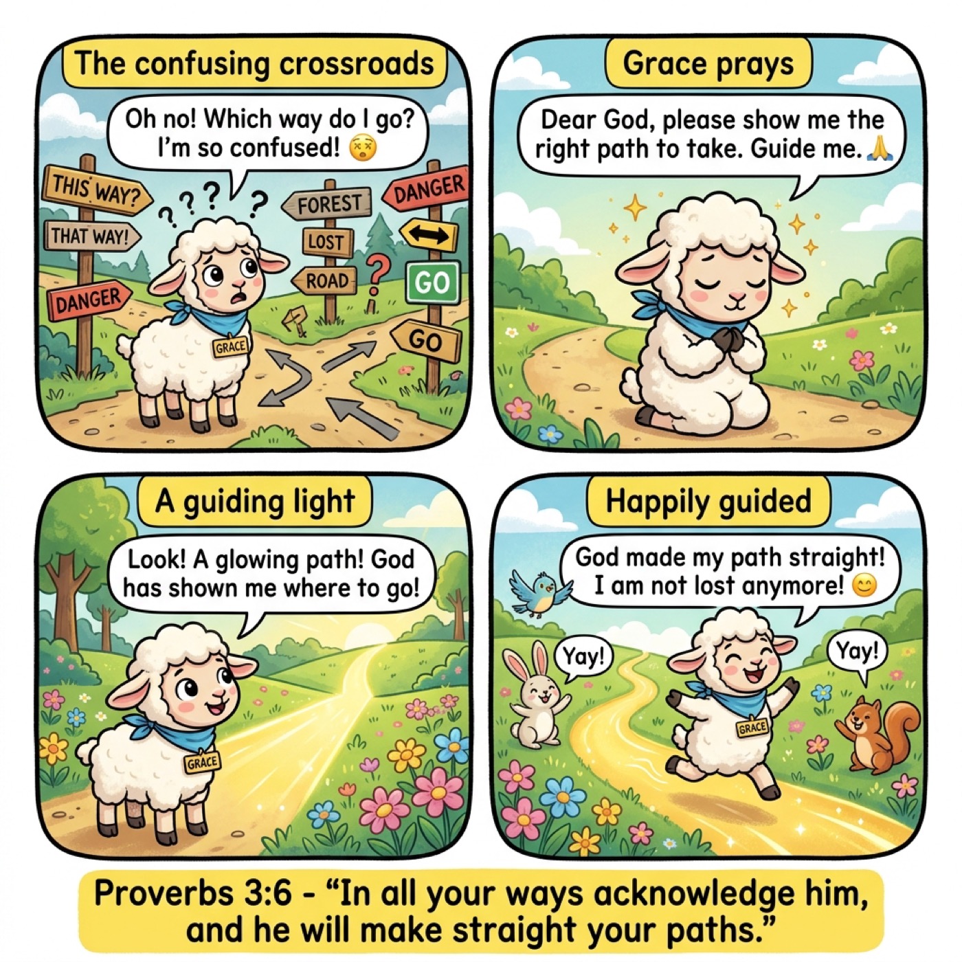 Grace the lamb comic: Let God Lead the Way! Proverbs 3:6