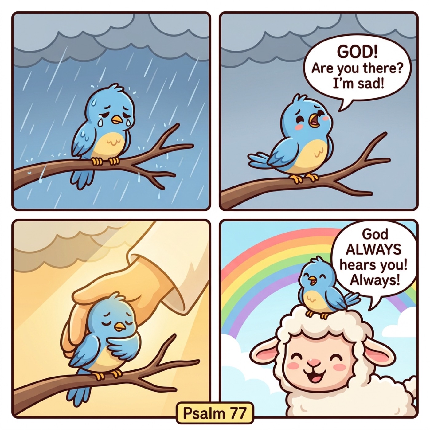 Grace the lamb comic: It's OK to Tell God How You Feel! Psalm 77