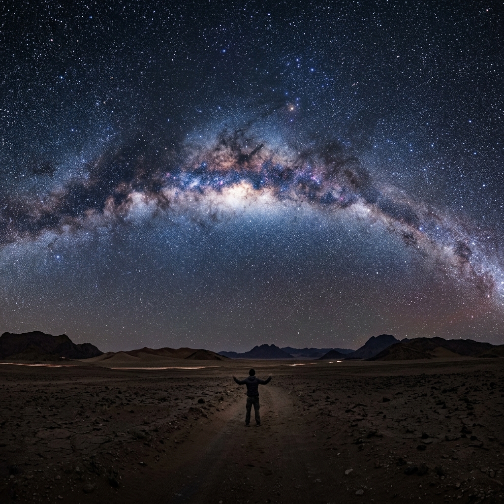 Man dwarfed beneath the blazing Milky Way — general revelation