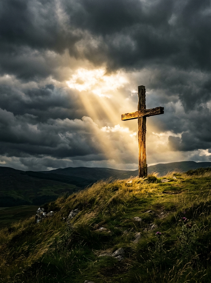 Rugged Cross in Sunset