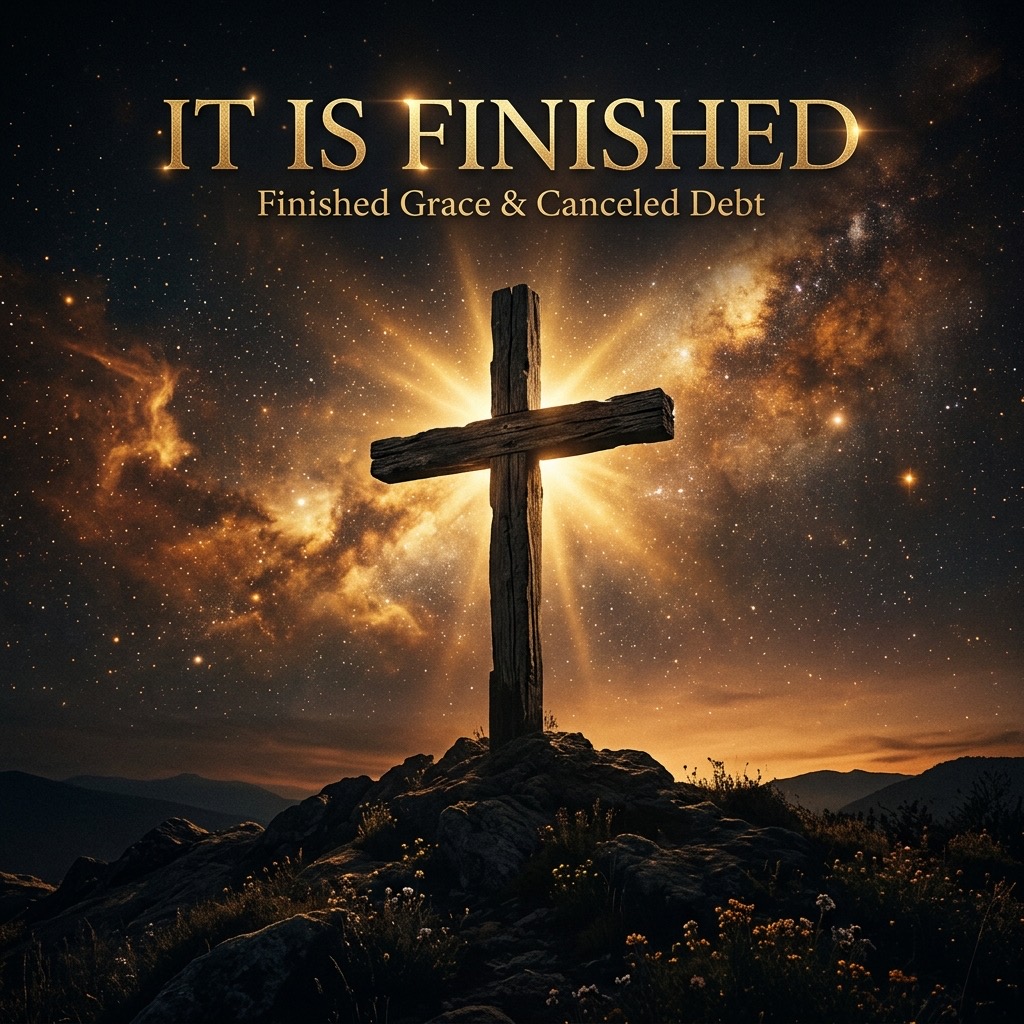 It Is Finished: The Verbatim Truth of Canceled Debt and Completed Grace — faith devotional hero image for Grace Notes Ministries