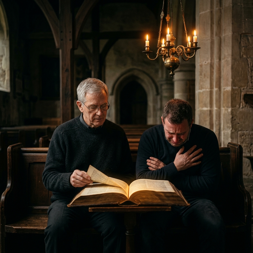 Two men reading the same Bible — one unmoved, one completely wrecked by the same words