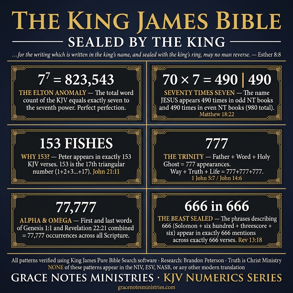 The King James Bible Sealed By The King — all six KJV numeric patterns master poster
