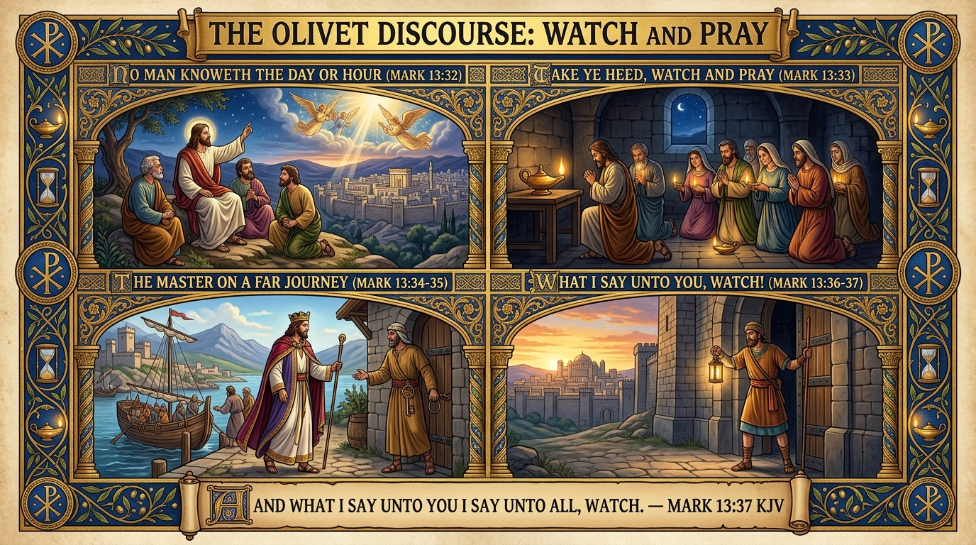 Watch and Pray — Mark 13:32-37 Visual Verse Infographic