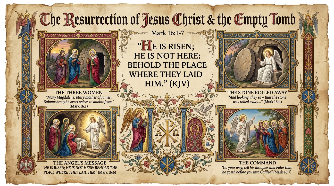 The Resurrection — Mark 16:1-7 Visual Verse Infographic