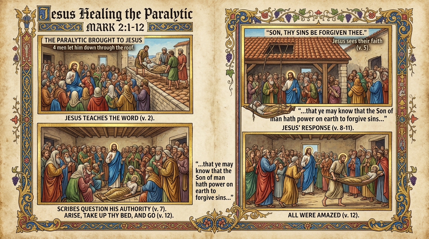 Healing the Paralytic — Mark 2:1-12 Visual Verse Infographic