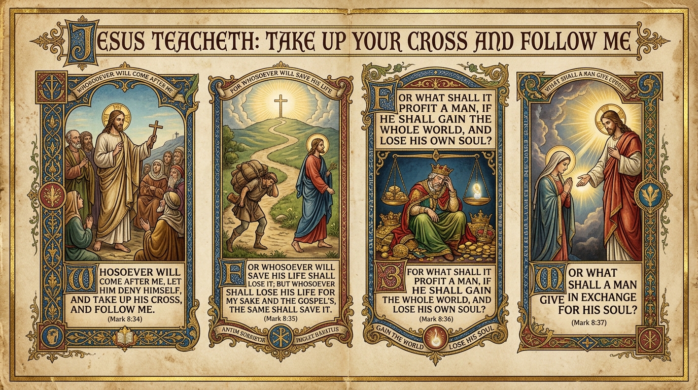 Take Up Your Cross — Mark 8:34-38 Visual Verse Infographic