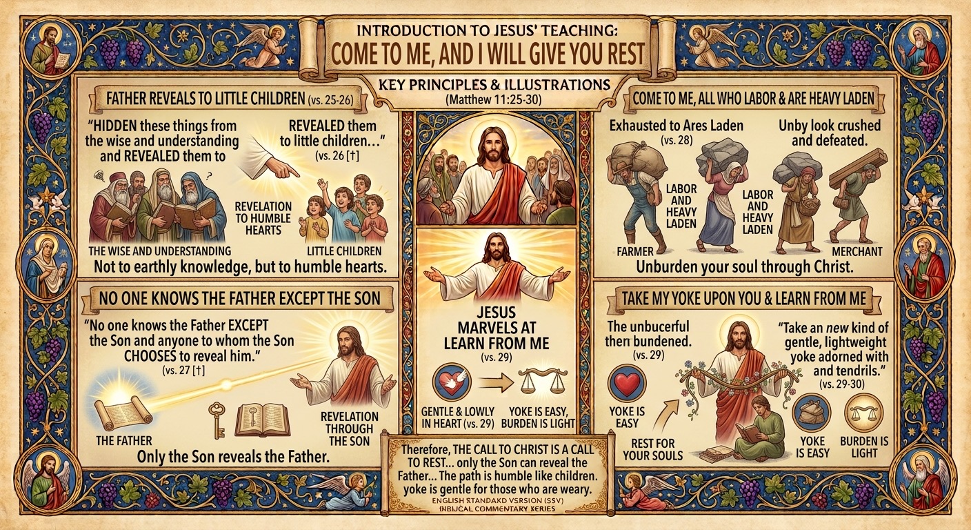 Come to Me, and I Will Give You Rest — Matthew 11:25-30 Visual Verse Infographic