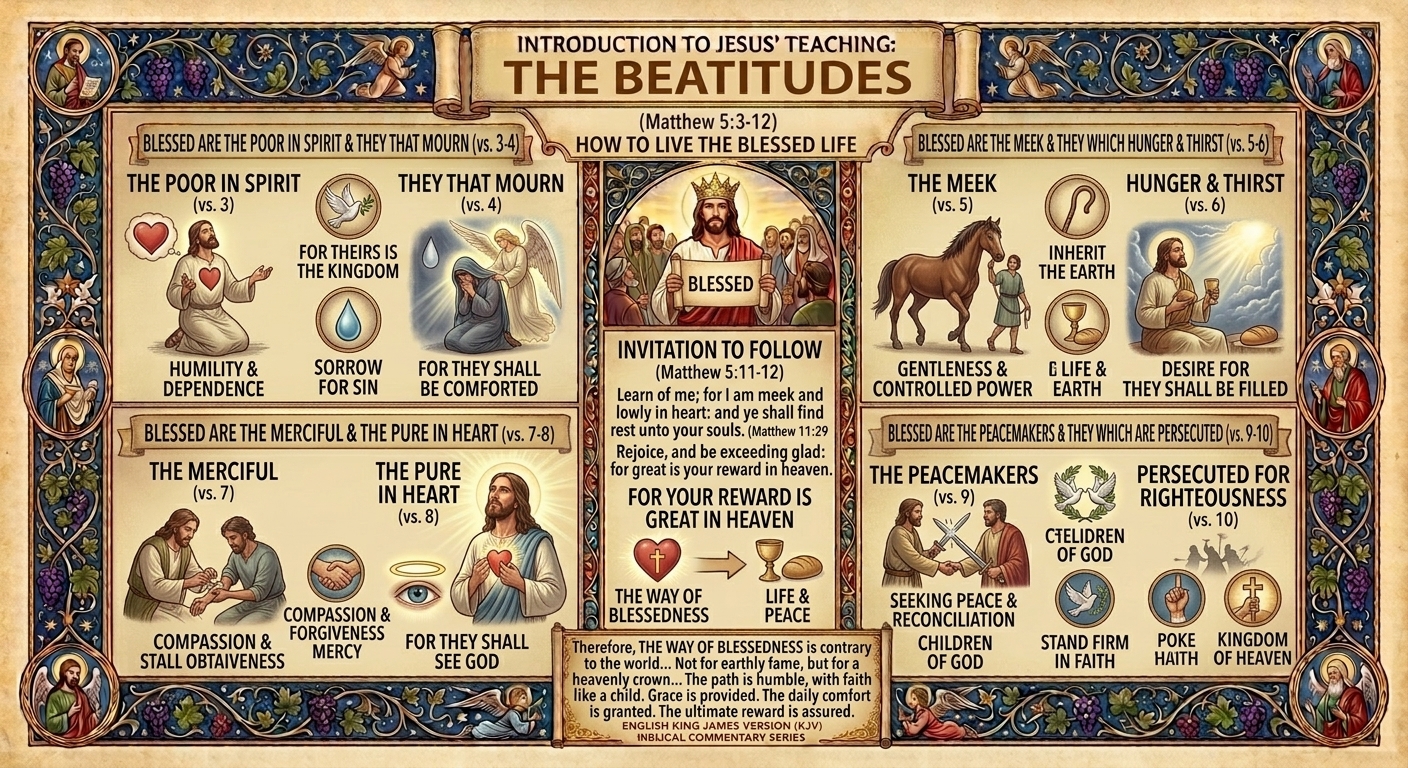 The Beatitudes — Matthew 5:3-12 Visual Verse Infographic