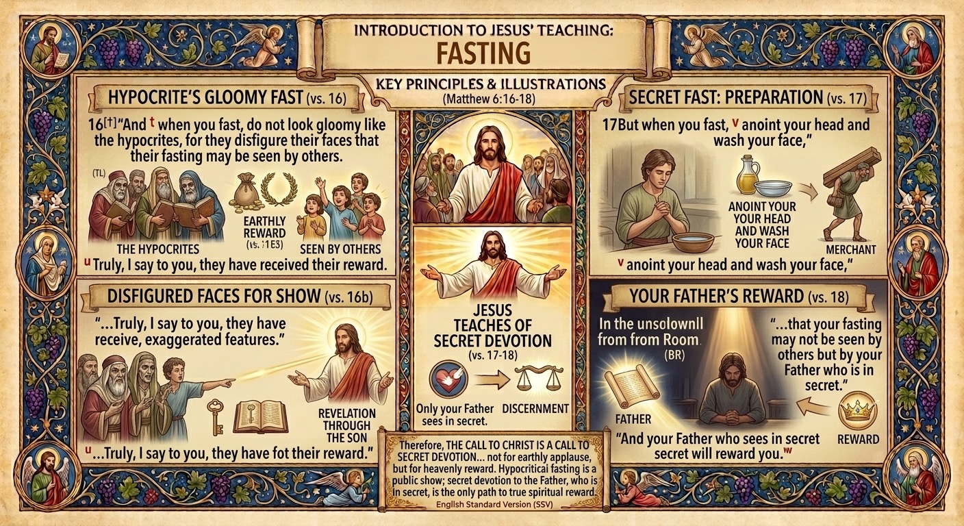 Fasting & Secret Devotion — Matthew 6:16-18 Visual Verse Infographic
