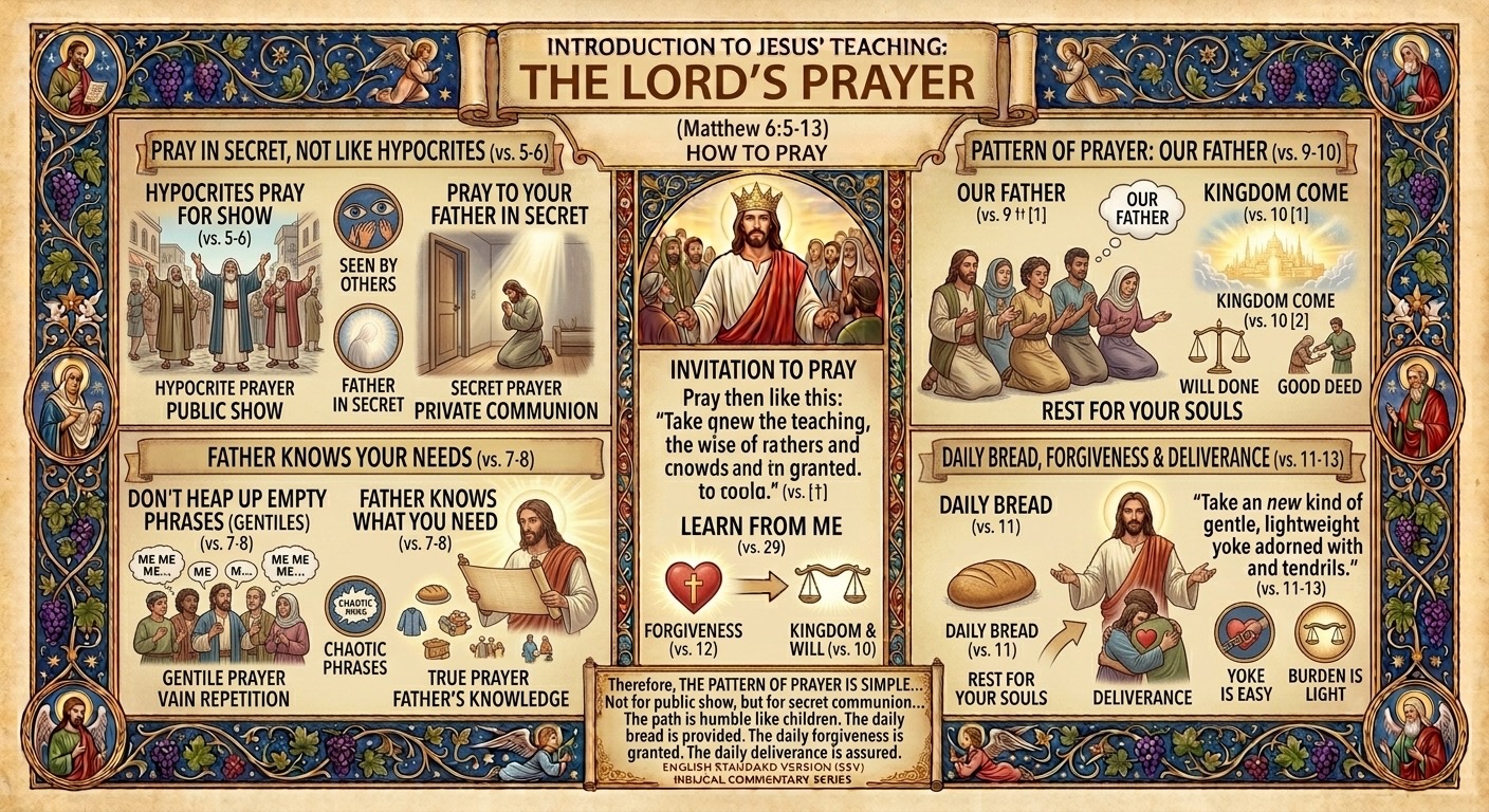 The Lord's Prayer — Matthew 6:5-13 Visual Verse Infographic